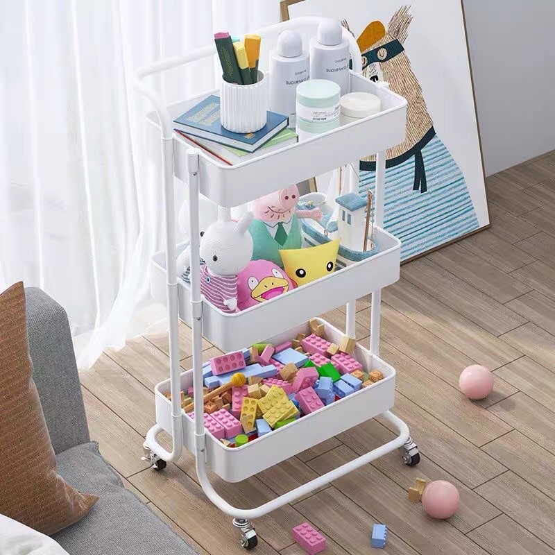 Kệ kéo 3 tầng đa năng chuyên dụng trong spa, nails có bánh xe đi chuyển chắc chắn