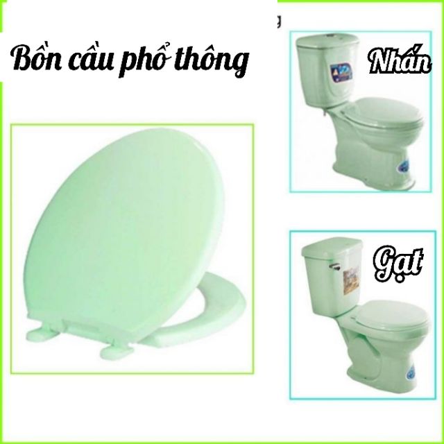 Nắp Bồn Cầu Nhựa GATABATHS màu trắng, màu xanh biển, màu xanh ngọc (loại thông dụng)