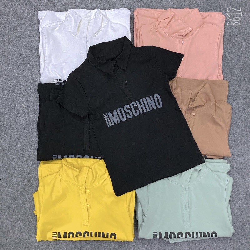 Áo thun body dáng ngắn phối chữ MOSCHINO đủ màu kèm hình thật và Clip