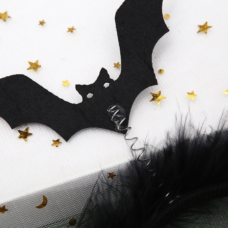 Băng Đô Cài Tóc Hình Dơi Màu Đen Hóa Trang Halloween