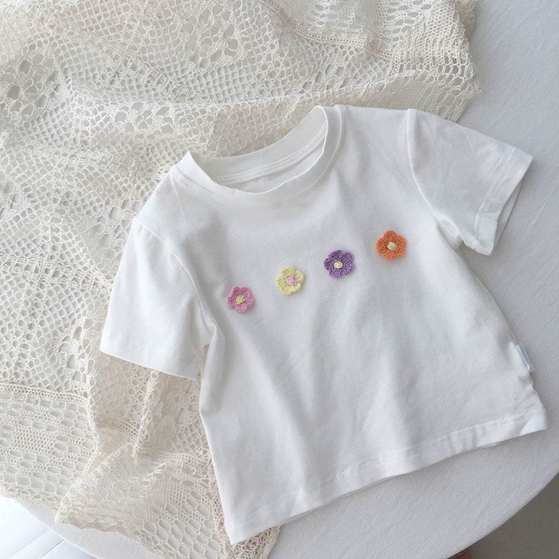 Áo Thun Cotton Tay Lỡ Phong Cách Phương Tây Hàn Quốc Dễ Thương Dành Cho Bé Gái 2022