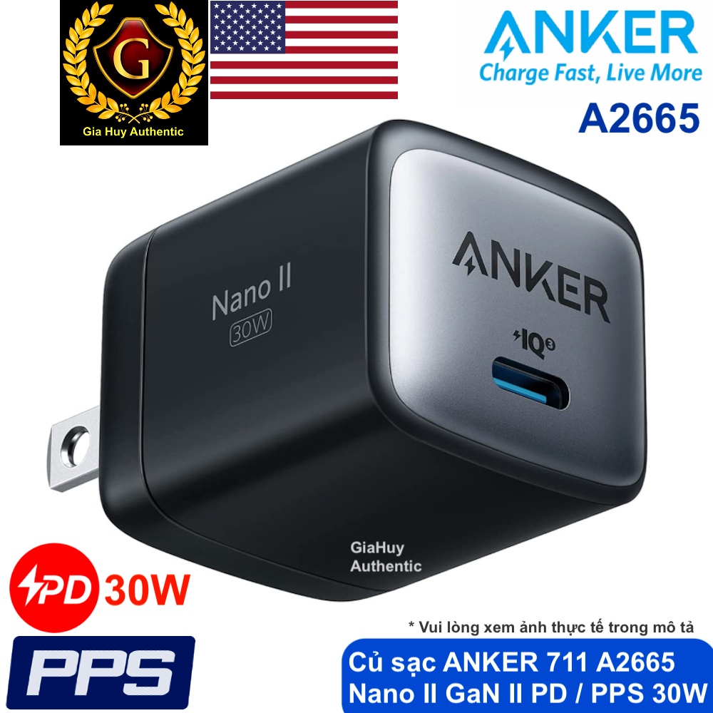 Củ sạc nhanh ANKER 711 Nano II PD/PPS 30W GaN II - A2665