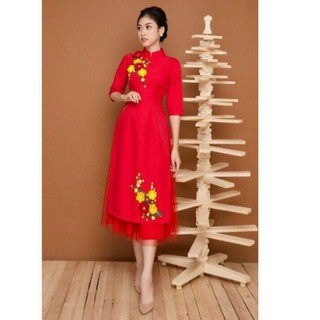 Áo dài kết hoa nổi