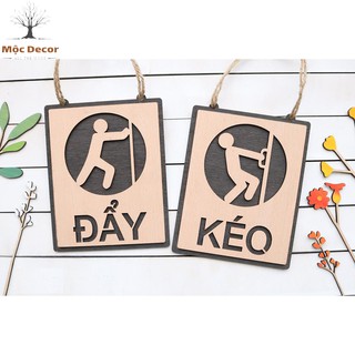 Bảng gỗ treo cửa Kéo/Đẩy rời trang Trí cửa hàng, quán cafe của Mộc Decor