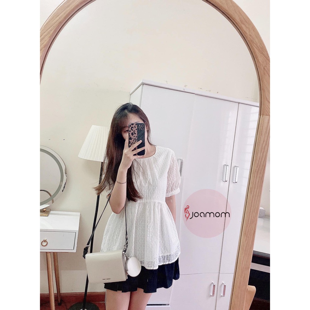 Áo sơ mi bầu xinh đũi nhật mềm thoải mái đi làm đi chơi Joamom Ab119