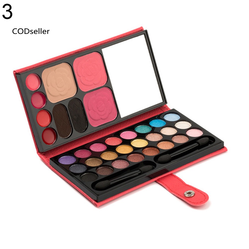 Set mỹ phẩm 33 màu gồm phấn mắt + má hồng + son môi + bột vẽ mày trang điểm hiệu quả