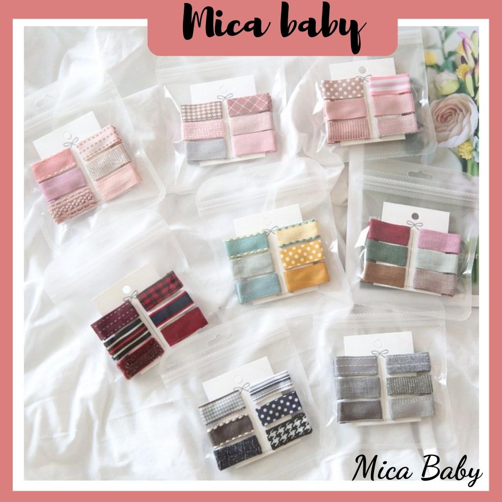 Set 6 kẹp tóc bọc vải kiểu dáng vintage dễ thương cho bé Mica Baby KT14