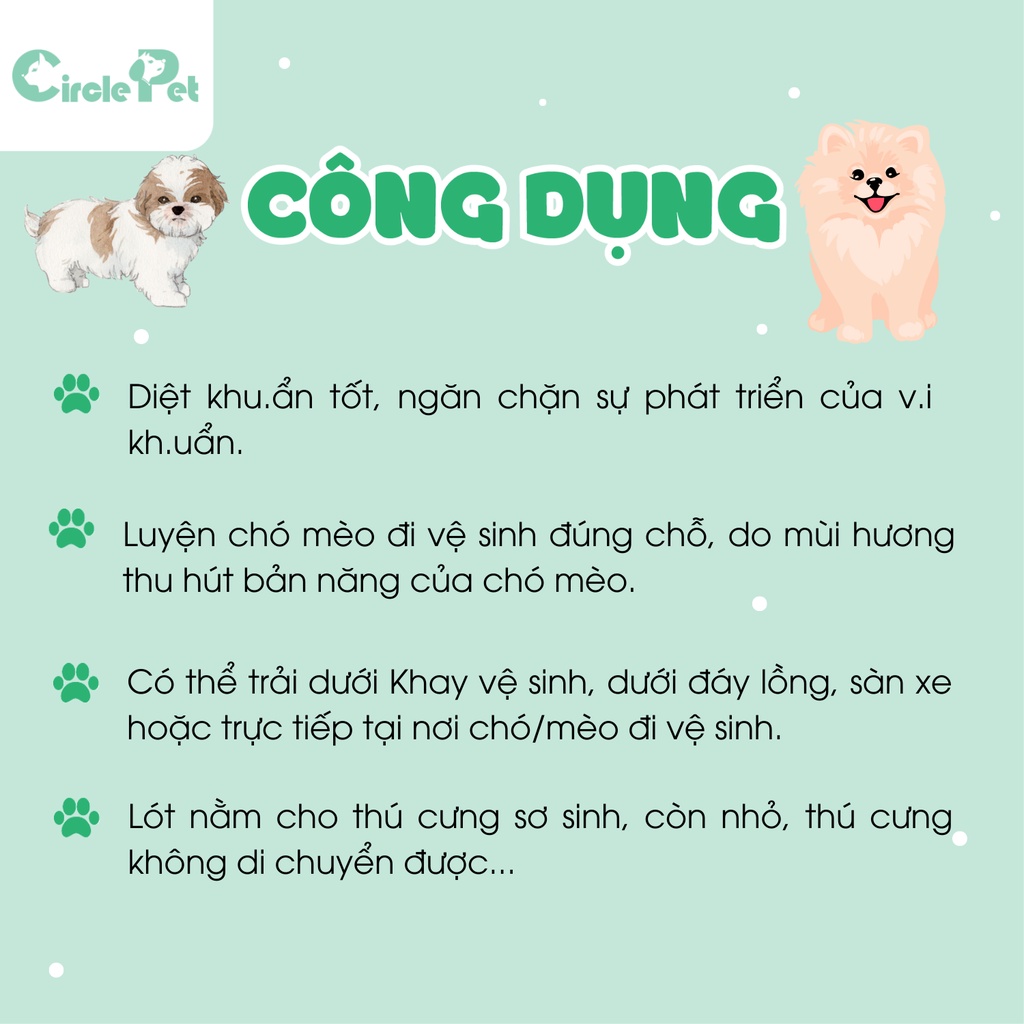 Tã Lót Than Hoạt Tính Carbon Fiber Pet Diaper Thấm Hút Nhanh Khử Mùi Nước Tiểu Tốt Size S/M/L/XL - Circle Pet