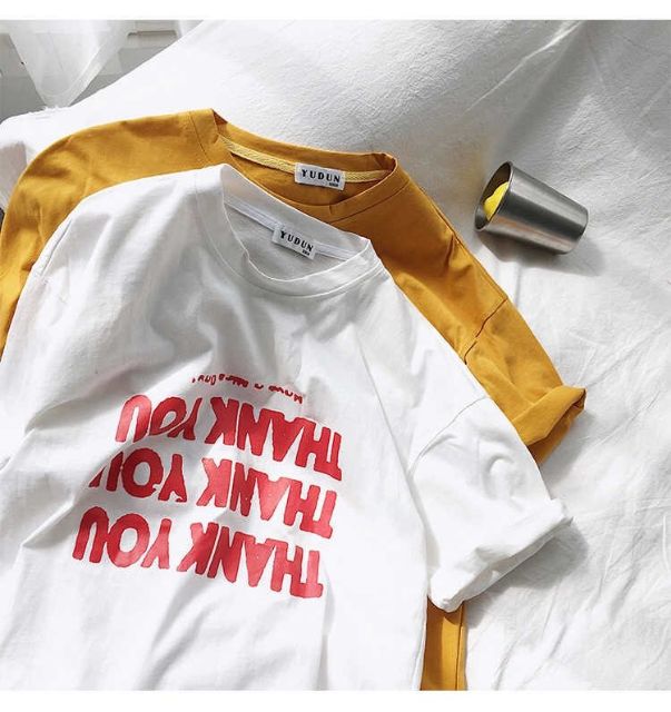 Áo thun tay lỡ free size Thank you🤔🤔🤗