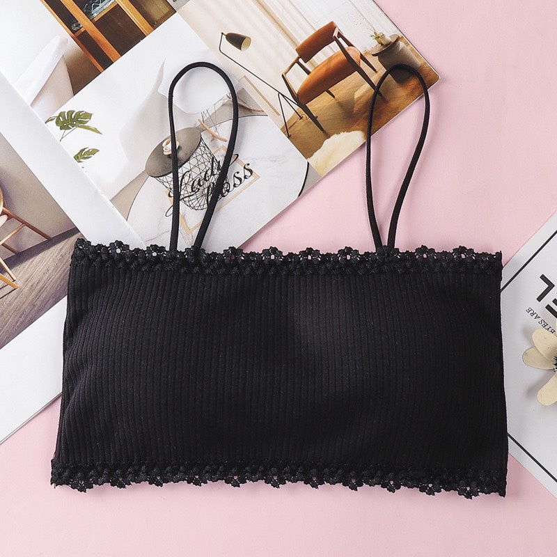 Áo Bra Gân Tăm 2 Dây Cài Sau Viền Ren Siêu Đẹp 8832