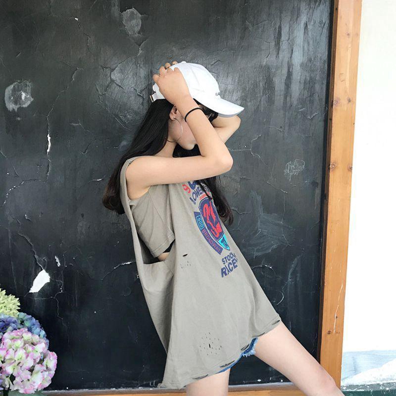 Áo Thun Nữ Sát Nách Dáng Rộng In Hình Hoạt Hình