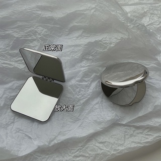 InsSimple Handheld Wind And Double Sided Makeup Mirror Carryable Anywhere Stainless Steel Folding Resistant Clamshell Mirror