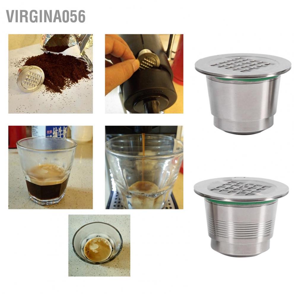 Virgina056 Virgina056 2 loại Viên nang cà phê có thể tái sử dụng bằng thép không gỉ Tương thích cho máy pha Nespresso