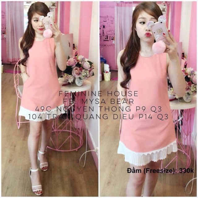 Đầm suông femi phối dập ly lai