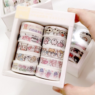 Bộ 10 Cuộn Băng Keo Washi Họa Tiết Hoạt Hình Xinh Xắn Dùng Trang Trí