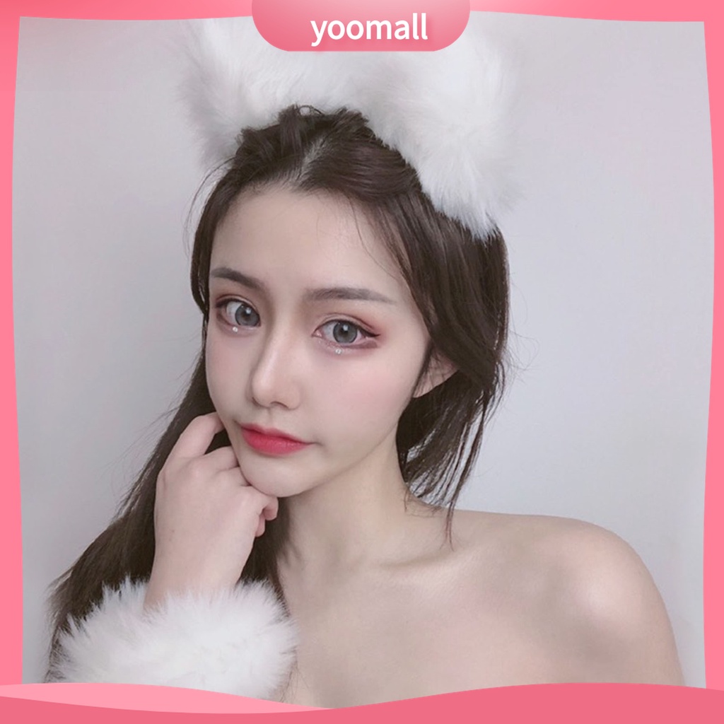 Yomall♡ Băng Đô Cài Tóc Tai Mèo Bông Dài Dễ Thương Dùng Hóa Trang Nhân Vật Anime