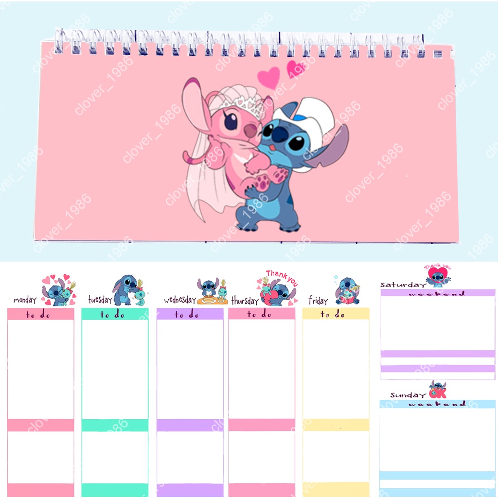 Sổ kế hoạch tuần gấu thỏ chery berry WPI45 stitch Weekly Planner 52 trang