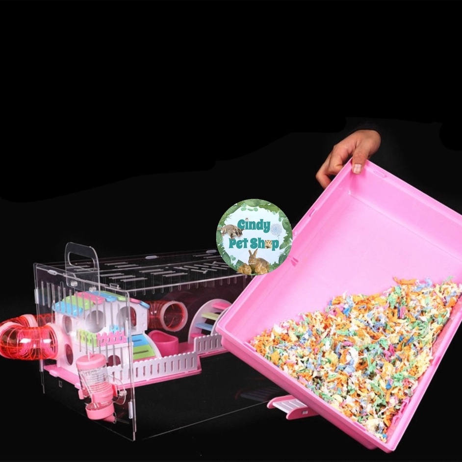 Lồng mica ống nối 47x30x30cm cho Hamster full phụ kiện