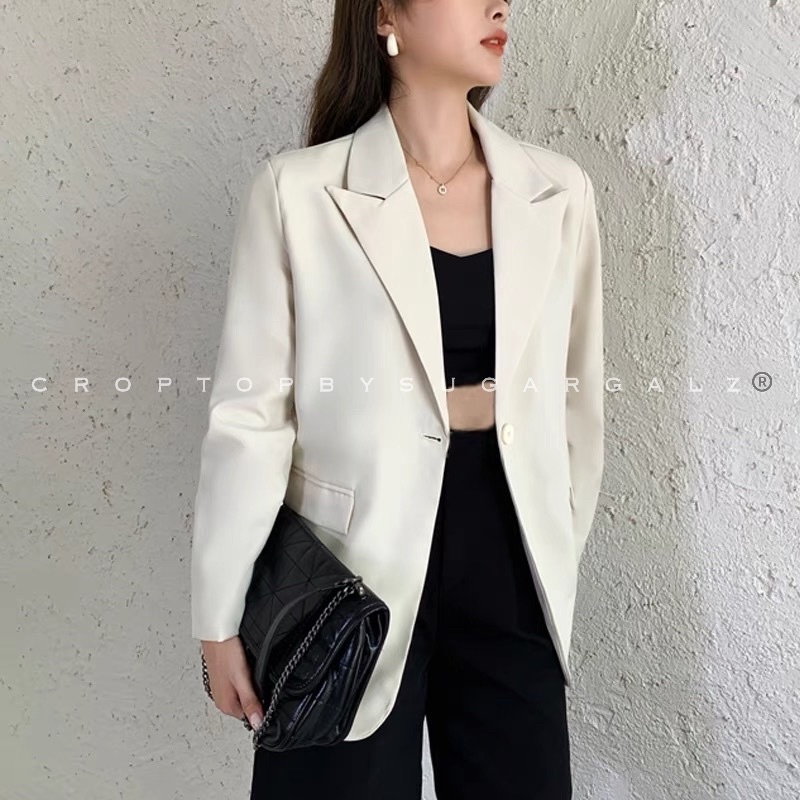 Set Áo vest Blazer dáng dài có nắp túi kèm croptop sát nách ôm body - by SGGz