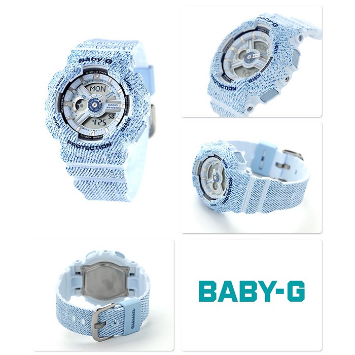 Đồng hồ nữ Casio Baby G BA-110DC-2A3DR Dây Nhựa Màu Xanh - Chống Nước 100m - bảo hàn
