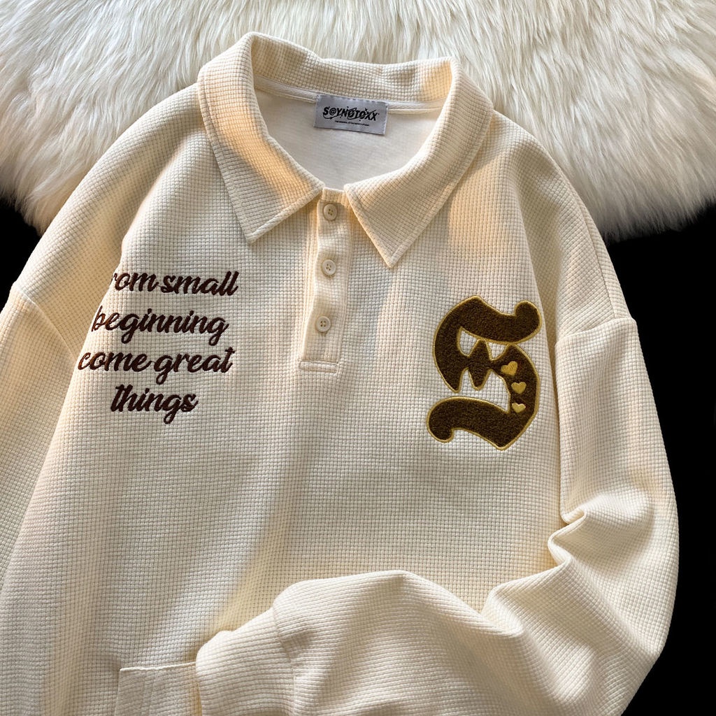 Áo Sweater Mỏng Cổ POLO Thêu Họa Tiết Thời Trang Thu Đông Cho Nữ