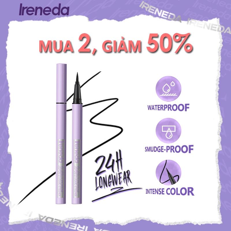 Bút kẻ mắt Ireneda dạng lỏng chống nước lâu trôi lên màu nhanh khô lên màu chuẩn 24h