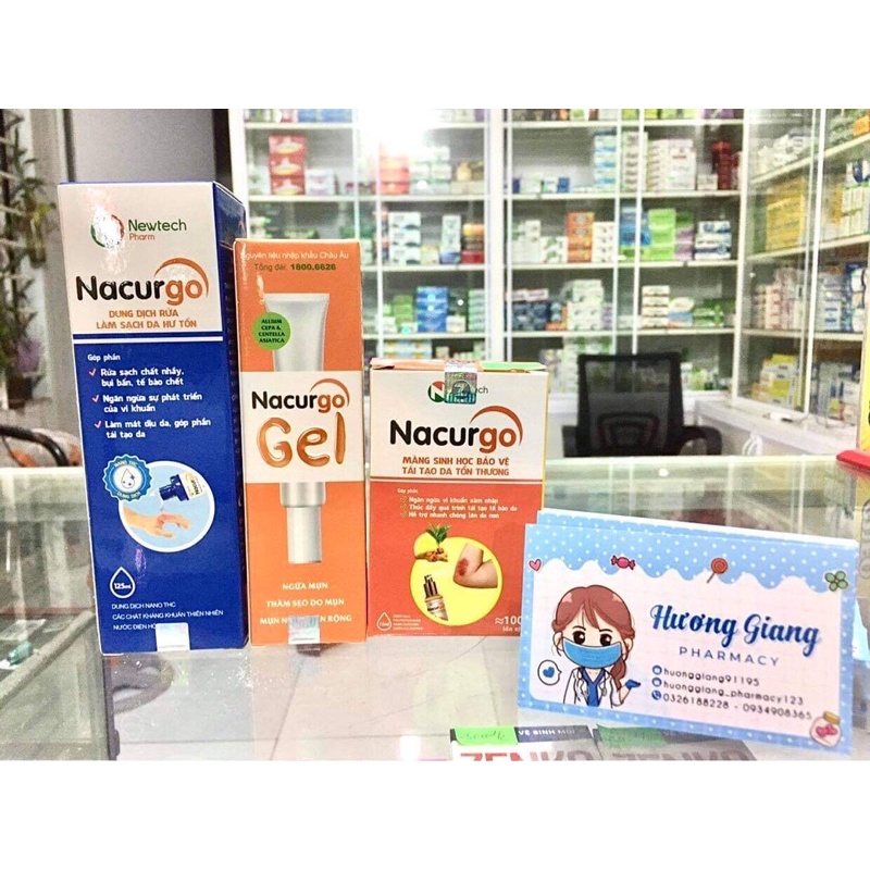 Chăm sóc vết thương, ngừa sẹo, giảm thâm bộ ba Xịt nacurgo - Gel nacurgo- Dung dịch Nacurgo