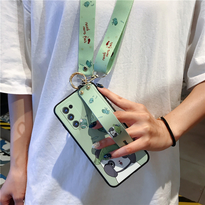 Ốp điện thoại hoạt hình mềm có giá đỡ và dây đeo cho OPPO A8 A91 K1 K3 A83 A57 A59