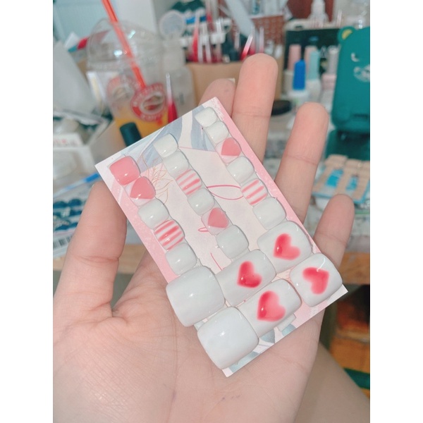 A15 Bộ 24 móng chân giả kèm keo dũa