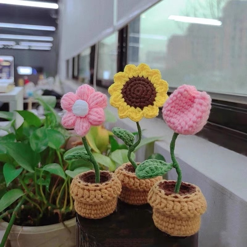 DIY Gói Nguyên Liệu Móc Chậu Hoa Len Nhiều Mẫu    - Quà Tặng Handmade Tự Làm Decor [Có hướng dẫn]