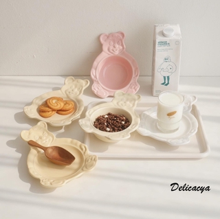 Đĩa Đựng Thức Ăn Tráng Miệng Hình Gấu Dễ Thương Phong Cách Hàn Quốc