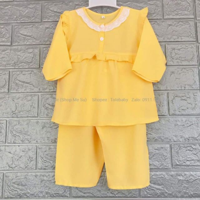 Đồ bộ tole bé gái quần dài áo cài nút 20-26kg