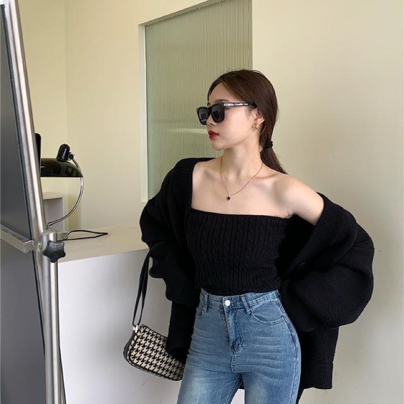 SET ÁO KHOÁC CADIGAN KÈM ÁO LEN ỐNG SIÊU DÀY