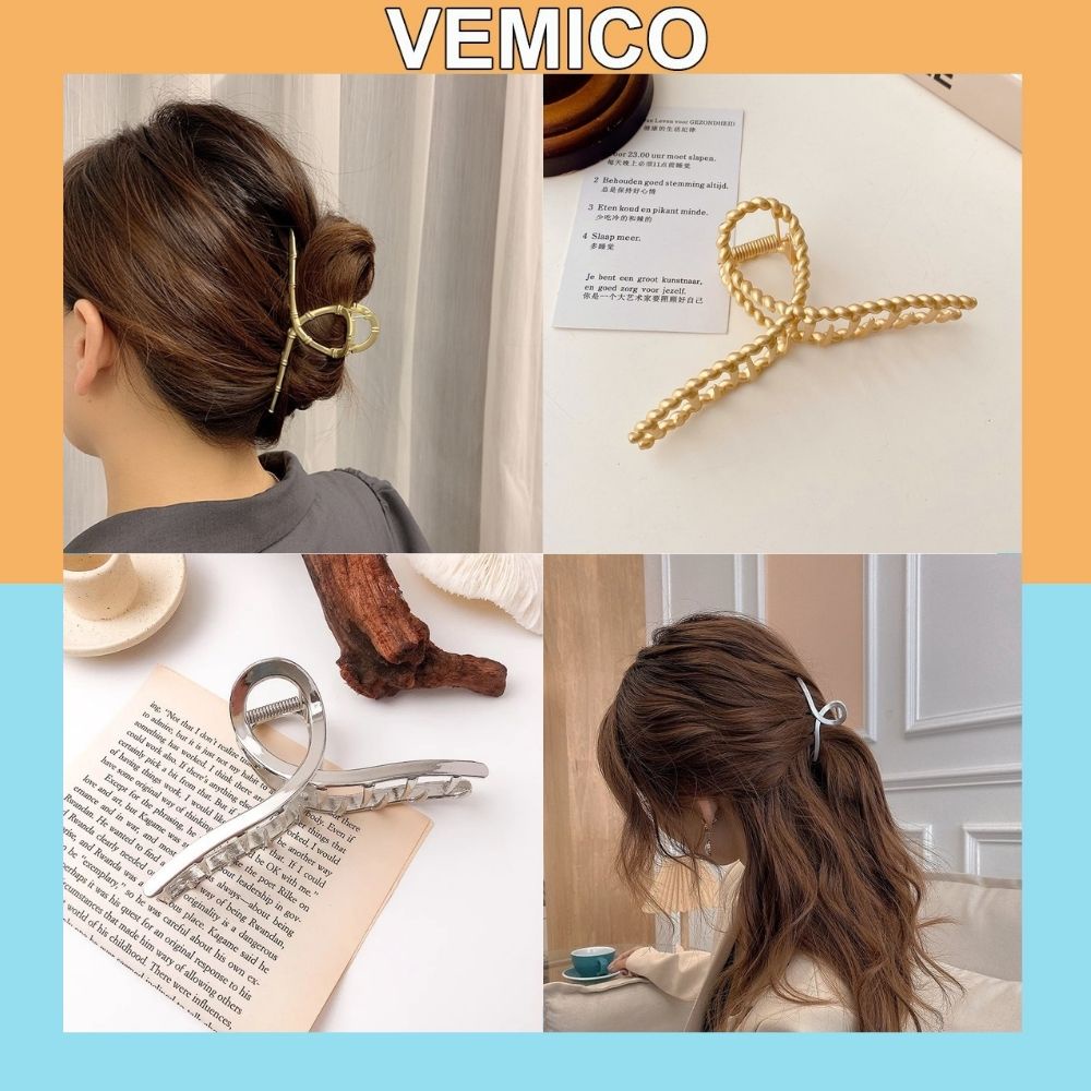 Kẹp tóc càng cua Vemico kim loại thanh lịch KT15