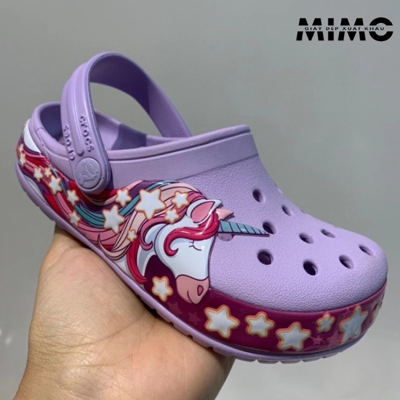 Tặng kèm charm, Dép sục Pony Tím êm nhẹ, viền 3D sắc nét cho bé gái