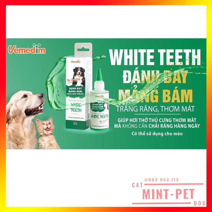 Nước súc miệng vệ sinh răng miệng của chó mèo Vemedim WHITE TEETH