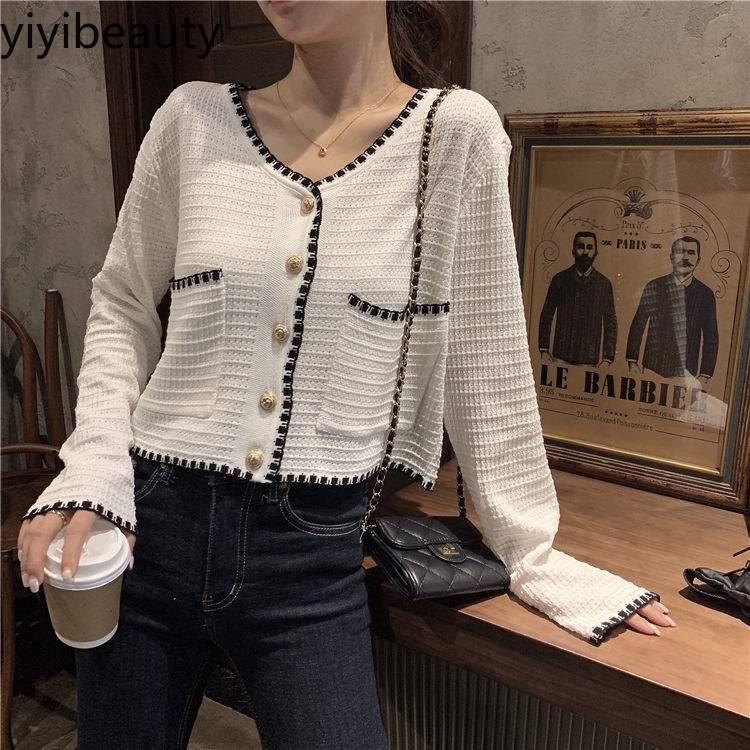 Áo dệt kim cổ V dài tay phong cách Hàn Quốc xinh xắn cho nữ | BigBuy360 - bigbuy360.vn