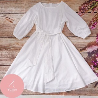 váy trắng basic cổ tròn thắt nơ eo kèm ảnh thật MS12 SẴN SIZE S, M