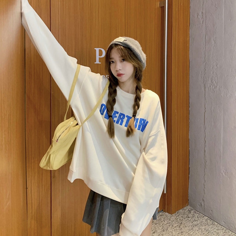 Áo sweatshirt thể thao XINLANYASHE dáng rộng in họa tiết chữ cái thời trang Hàn Quốc trẻ trung dành cho nữ