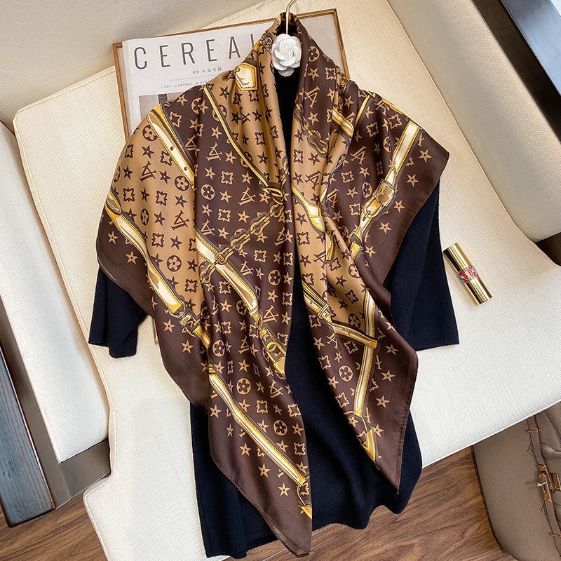 Khăn Choàng Lụa Hình Vuông Cỡ Lớn 90x90 Phong Cách Thu Đông 2022 Thời Trang