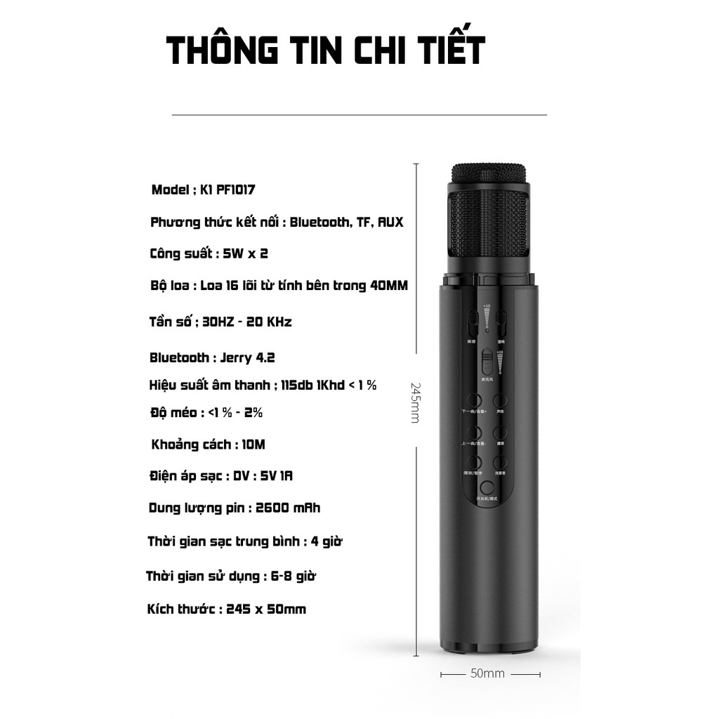 [Mã ELHACE giảm 4% đơn 300K] Micro karaoke kèm loa bluetotoh PKCB246 cao cấp âm thanh vượt trội - Hàng chính hãng