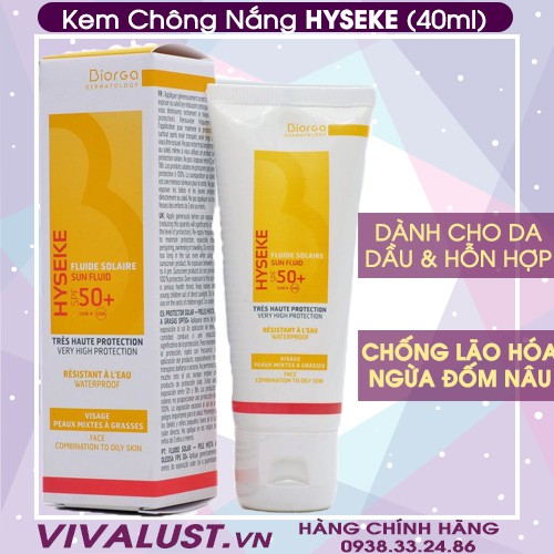 Kem chống nắng HYSEKE Biorga dạng lỏng cho da hỗn hợp đến da dầu SPF 50+ (40ml)