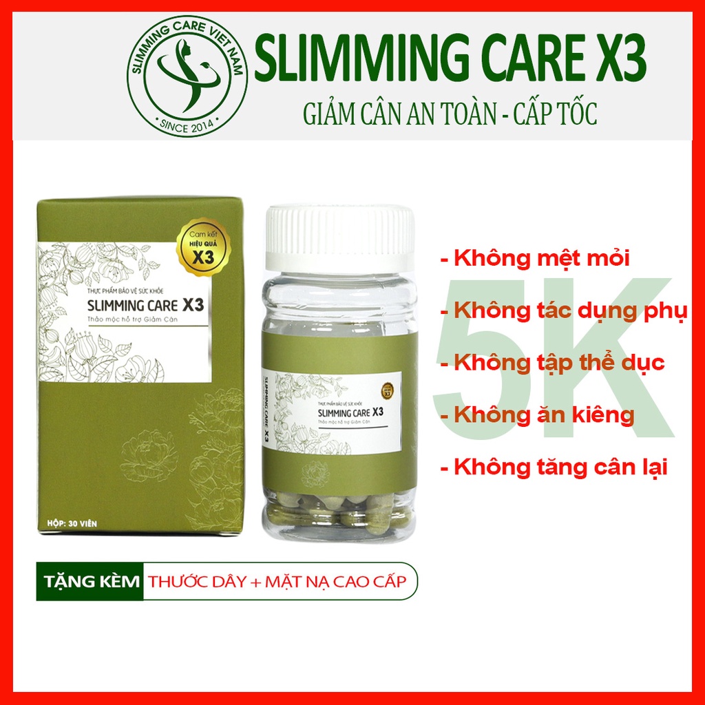 Slimming Care X3 siêu giảm cân nhanh cấp tốc giảm béo Viên uống detox trà thảo mộc không phải thuốc giảm cân