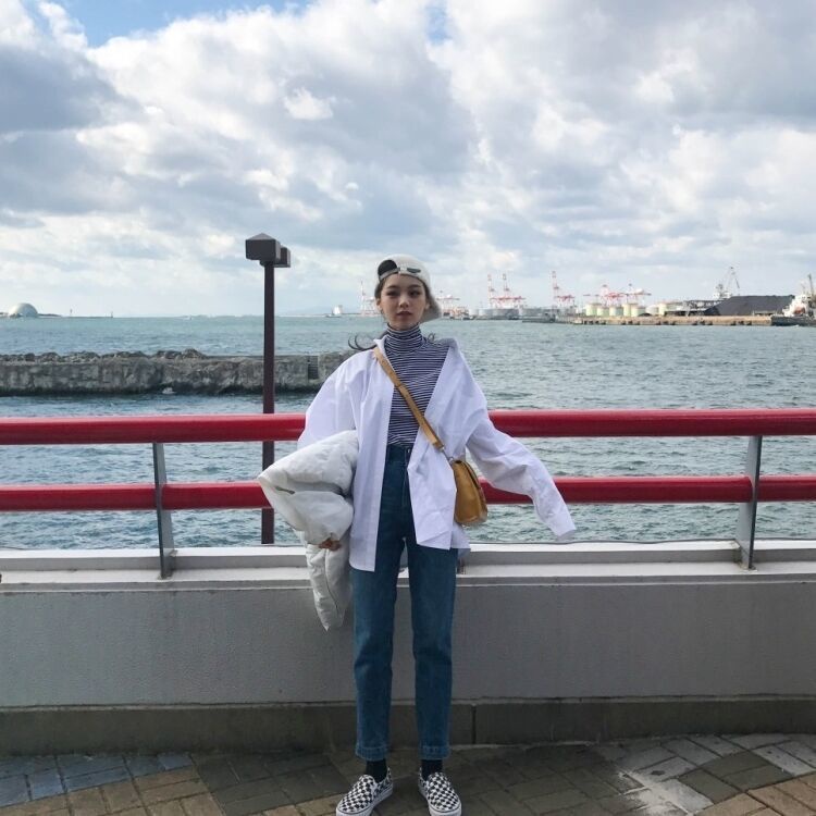 Áo sơ mi chống nắng tay dài dáng rộng phong cách Hàn Quốc cho nữ