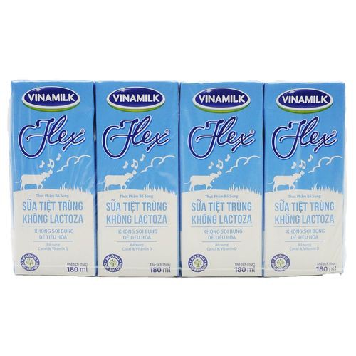 Sữa Tiệt Trùng Vinamilk Không Lactoza Flex 4 Hộp X 180Ml