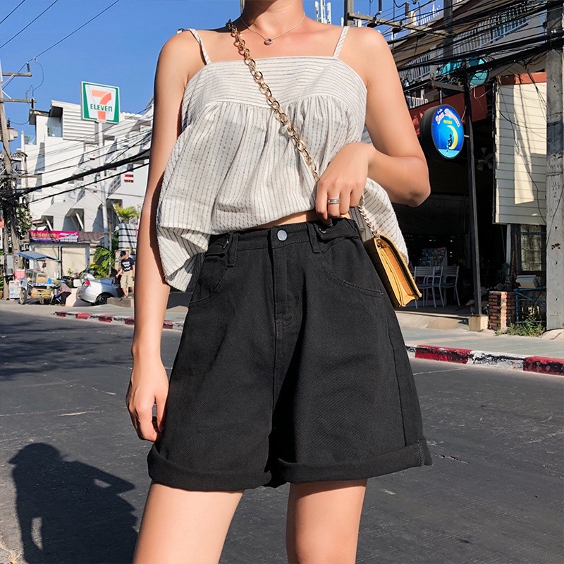 Quần short bigsize nữ kimfashion, quần đùi sọt ống rộng cạp lưng cao bigsize ulzzang 58-80kg ks01