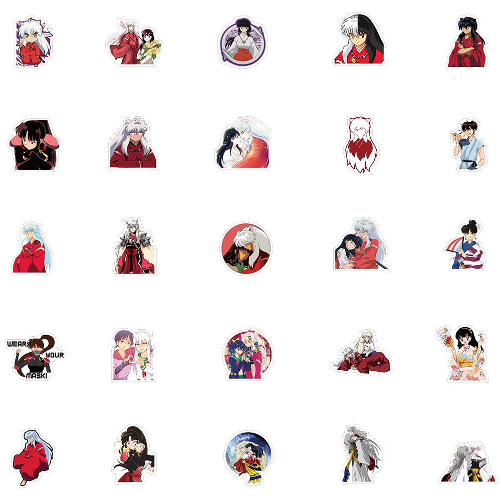 Bộ 10/50 Miếng Dán Hình Hoạt Hình Inuyasha Chống Thấm Nước