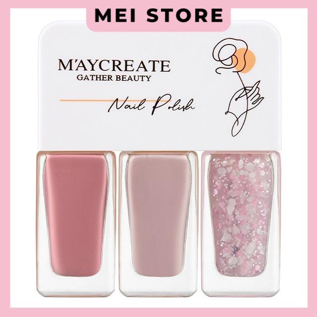 Set 3 Chai Sơn Móng Tay Maycreate Nail Polish 4g*3 Senabeauty