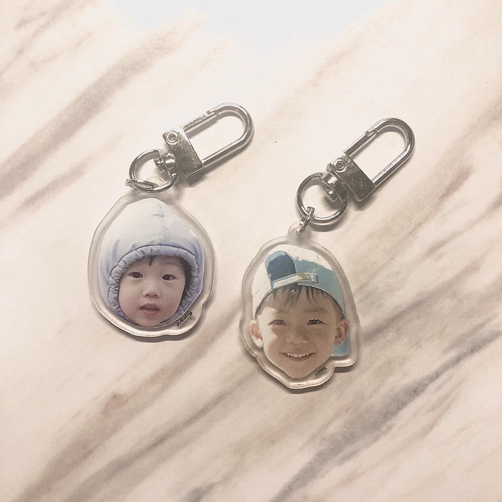 Móc khóa acrylic mặt hình ảnh đầu thành viên nhóm nhạc NCT Dream Jisung thời nhỏ hoạt hình treo túi xách điện thoại