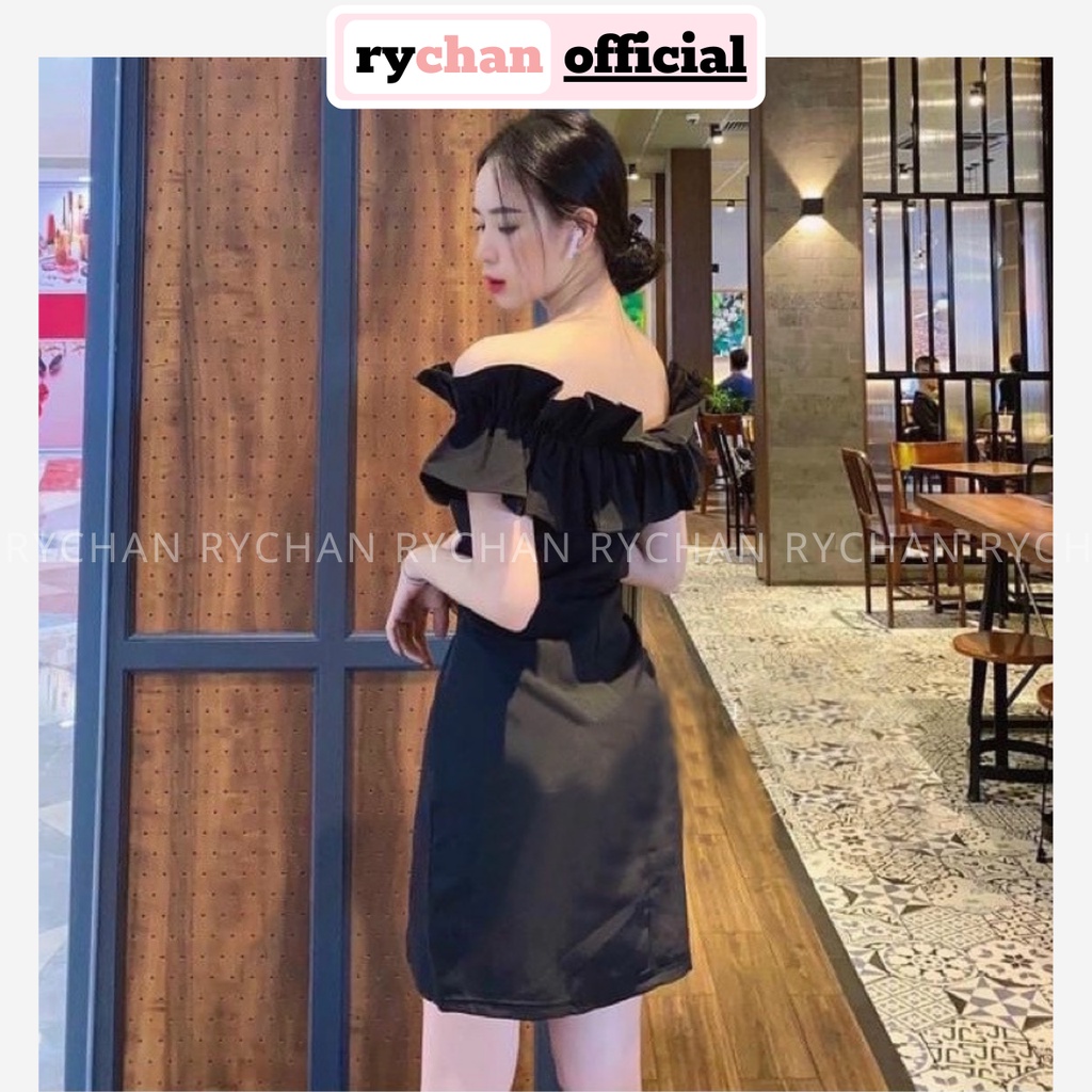 Đầm Dự Tiệc Cực Cháy Form Ngắn Trễ Vai Nhún Bèo Ôm Eo Cuốn Hút - DX9738